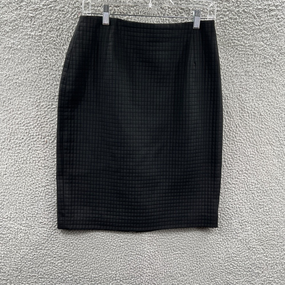 Womens Textured Grid Pencil Skirt 8 Black Minimalist Career Office Structured